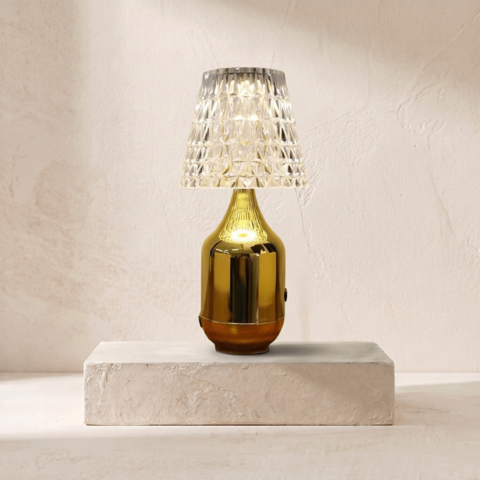 Lampe de table cristal & doré — REF#78011