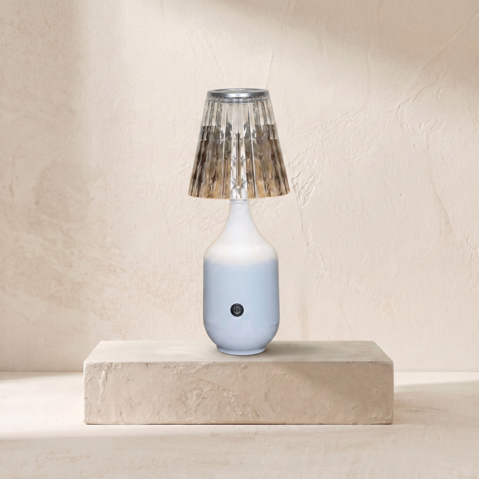 Lampe de table cristal & blanc — REF#78012